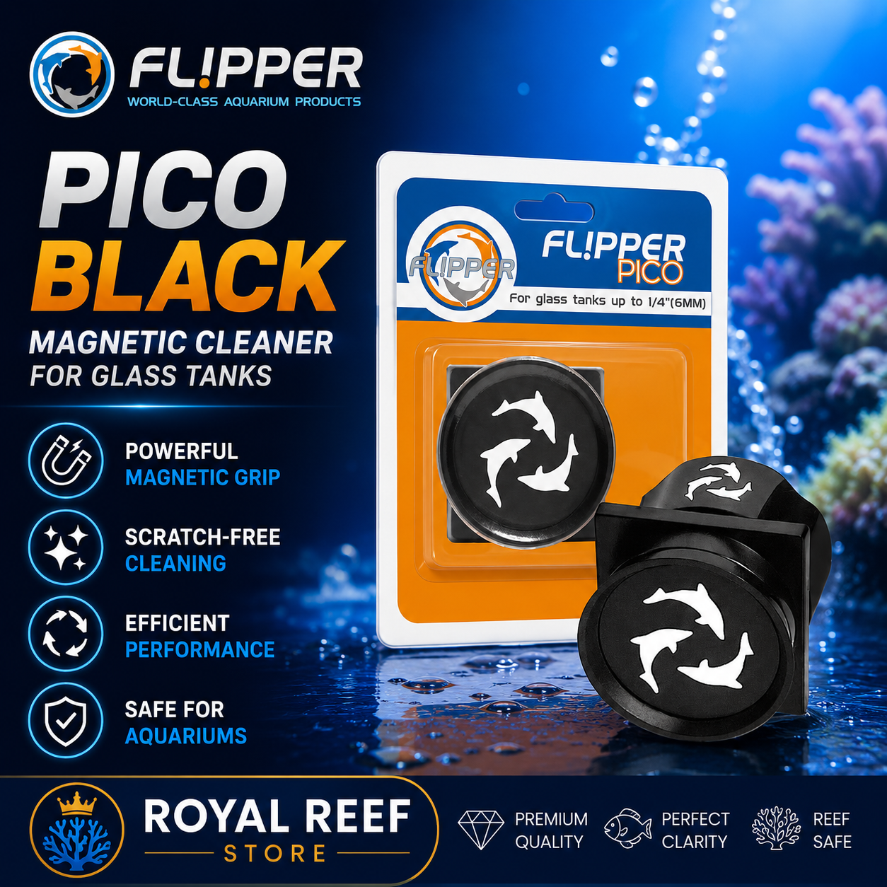 Flipper Pico Black 2 In 1 Dual - Marine Aquarium Glass Scraper ulasan dan harga