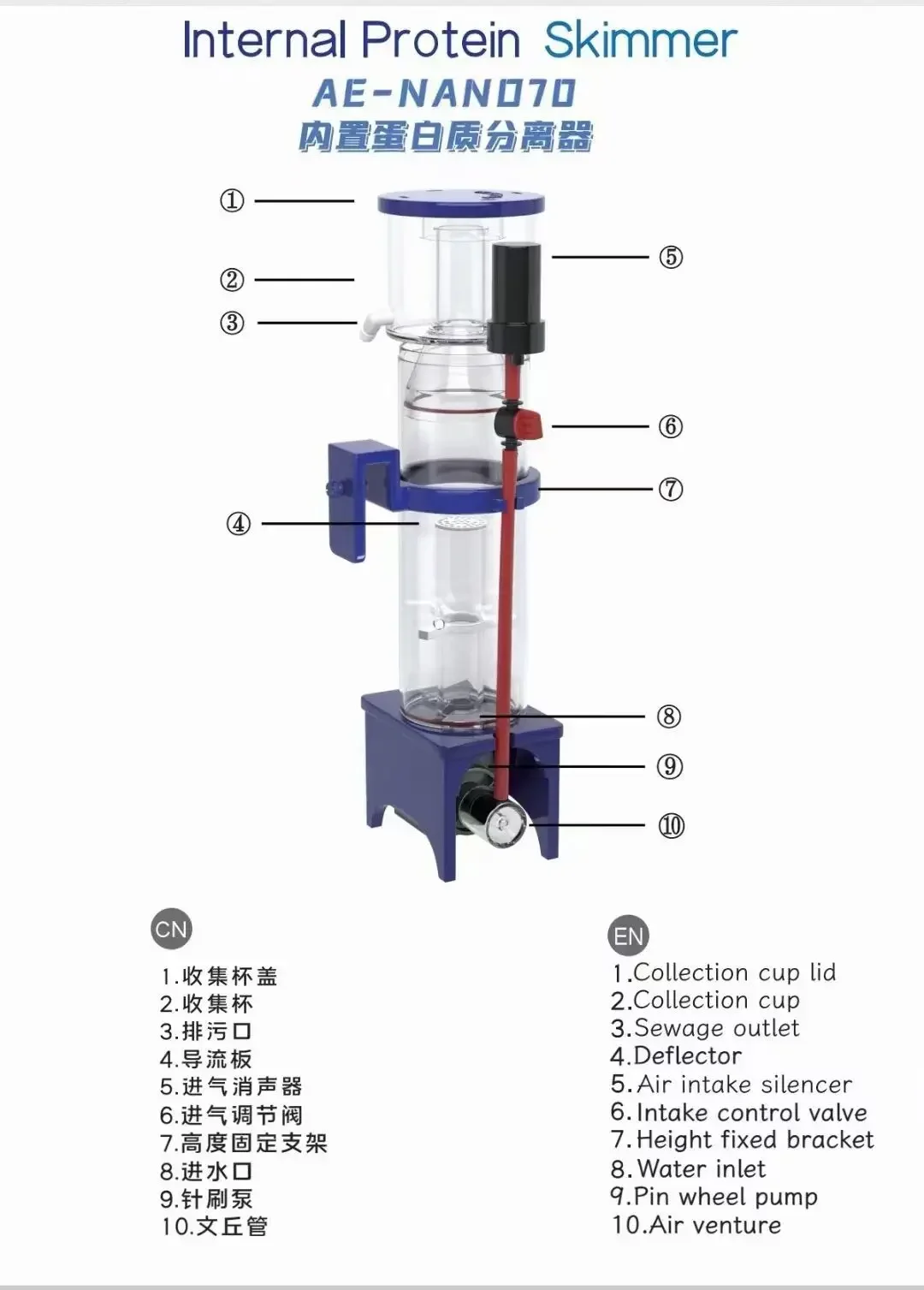 110-240V Aqua Excel Nano 40D 5 - Protein Skimmer Hang On ulasan dan harga