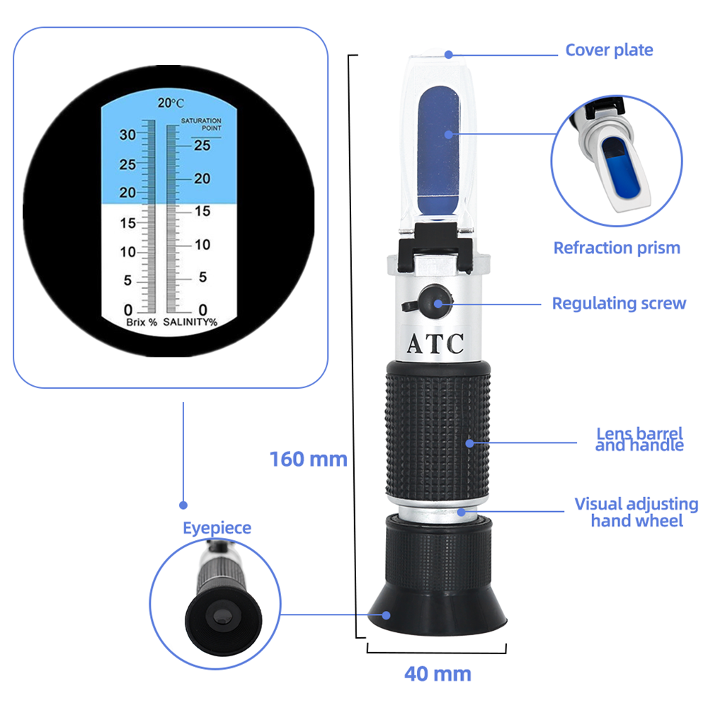Brix Refractometer 2 in 1 Brix - Marine Aquarium Hydrometer ulasan dan harga