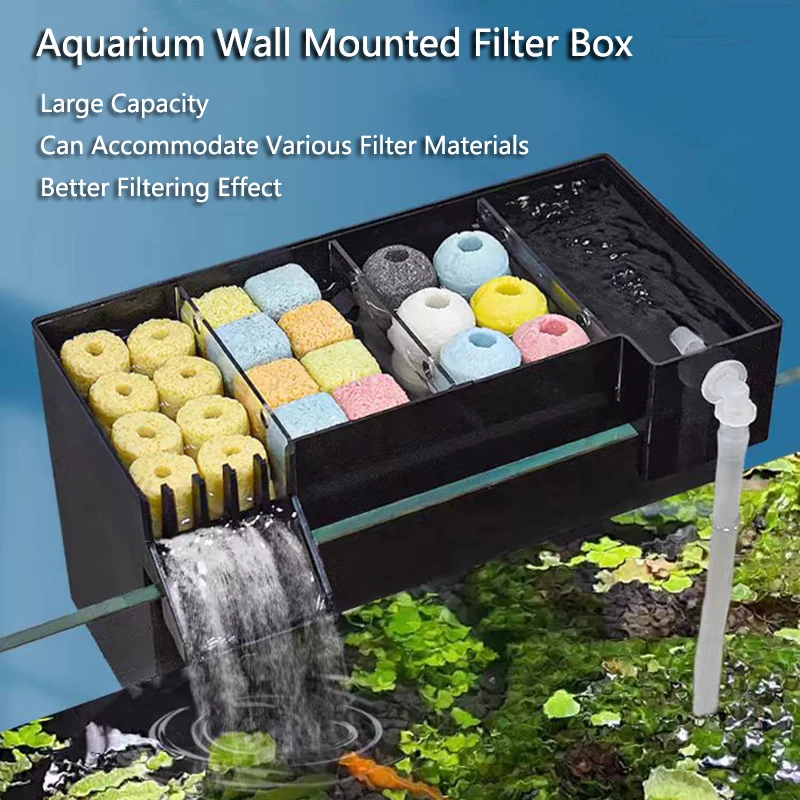 Black Fish Tank External Filte - Marine Aquarium Overflow Box ulasan dan harga