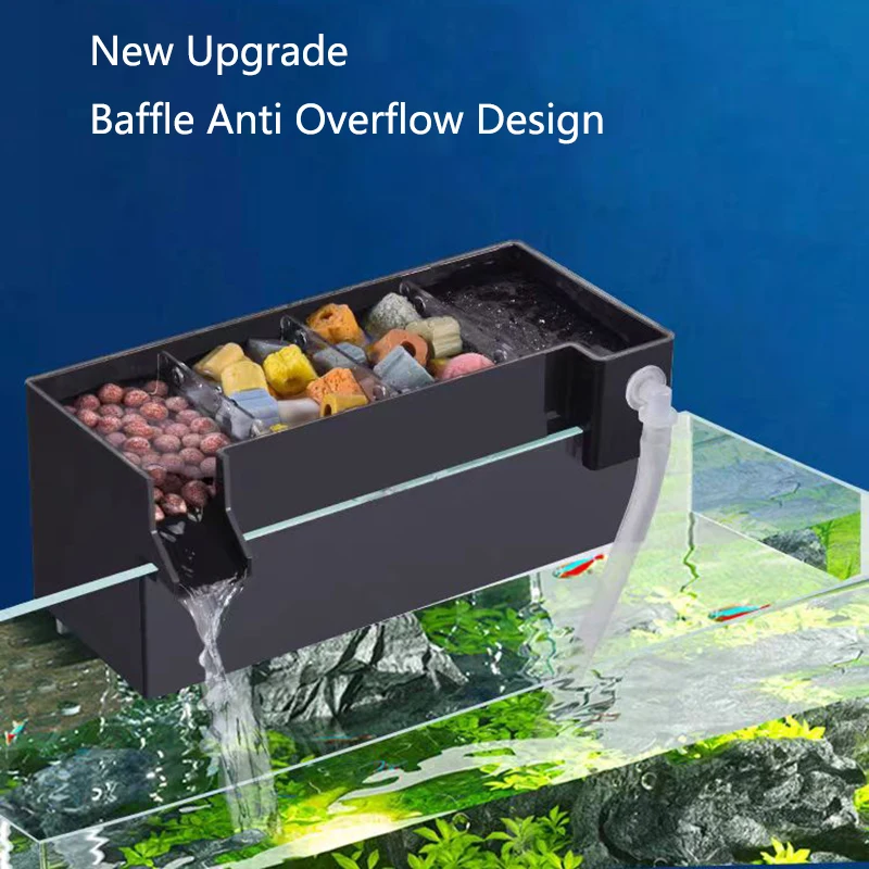 Black Fish Tank External Filte - Marine Aquarium Overflow Box ulasan dan harga