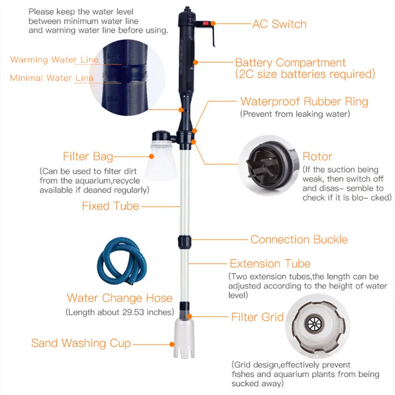 Electric Water Changer Vacuum  - Marine Aquarium With Sump ulasan dan harga
