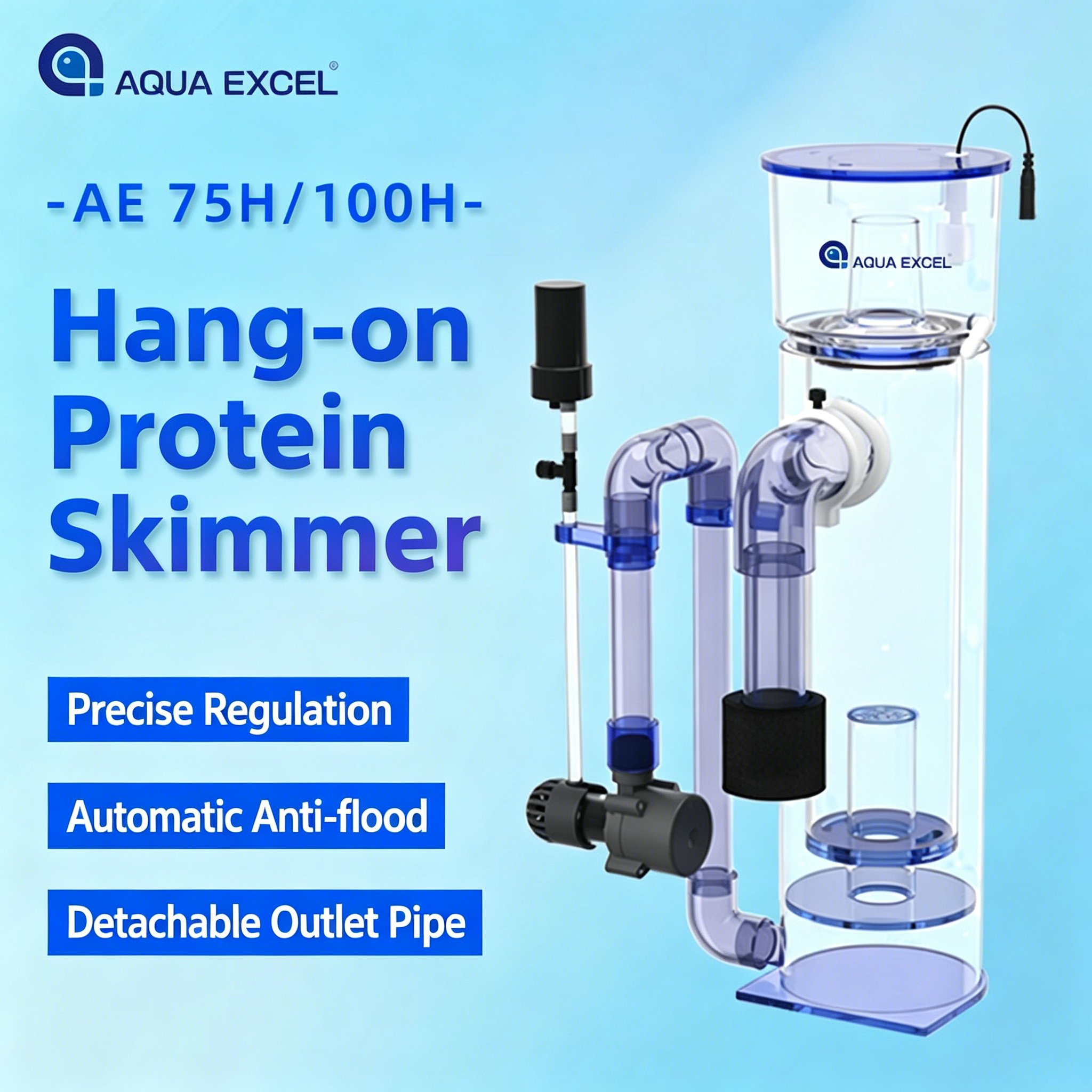 AQUA EXCEL AE-75H/100H Hang-on - Protein Skimmer Hang On ulasan dan harga